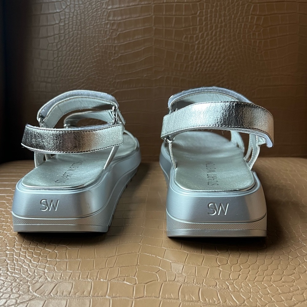 Stuart Weitzman Moxie Sport Women's Sandal Silver Size 10 M - Picture 3 of 8